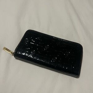 Tory Burch Black Embossed Zip Wallet